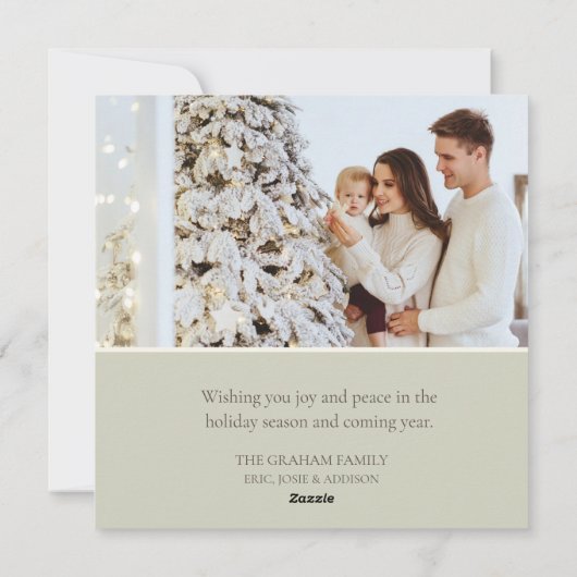 グレイ素朴エンジェル1フォトフラットホリデーカード シーズンカード (裏面)