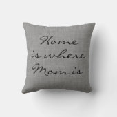 グレイ素朴バーラップホームはママが枕 クッション (裏面)