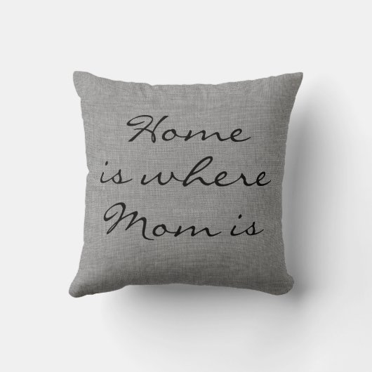 グレイ素朴バーラップホームはママが枕 クッション (裏面)