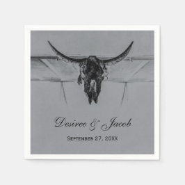 グレイ素朴ブラックウエスタンカウズスカル結婚ズ スタンダードカクテルナプキン