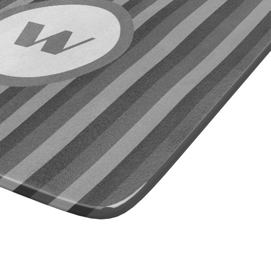 グレイ素朴モノグラム&ストライプ カッティングボード (角)