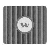 グレイ素朴モノグラム&ストライプ カッティングボード (正面)