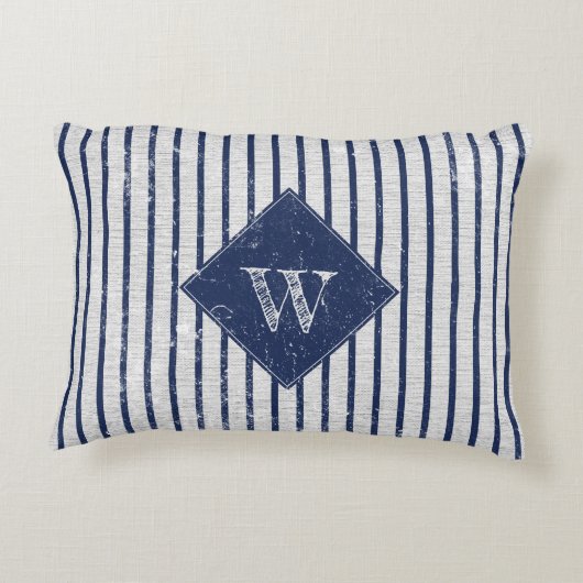 グレイ素朴リネン&ネイビーブルーモノグラストライプム アクセントクッション (裏面)