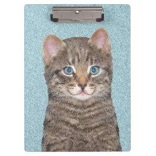 グレイ絵画タビーキャットかわいいオリジナルキャットアート クリップボード