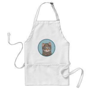 グレイ絵画タビーキャットかわいいオリジナルキャットアート スタンダードエプロン