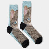 グレイ絵画タビーキャットかわいいオリジナルキャットアート ソックス (右)