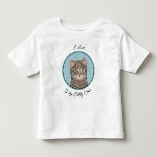 グレイ絵画タビーキャットかわいいオリジナルキャットアート トドラーTシャツ
