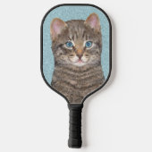 グレイ絵画タビーキャットかわいいオリジナルキャットアート ピックルボールラケット (裏面)