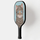 グレイ絵画タビーキャットかわいいオリジナルキャットアート ピックルボールラケット (左)