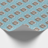 グレイ絵画タビーキャットかわいいオリジナルキャットアート ラッピングペーパー (角)