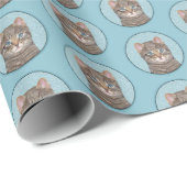 グレイ絵画タビーキャットかわいいオリジナルキャットアート ラッピングペーパー (ロールコーナー)