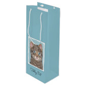 グレイ絵画タビーキャットかわいいオリジナルキャットアート ワインギフトバッグ (正面アングル)