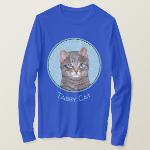 グレイ絵画タビーキャットかわいいオリジナルキャットアート Tシャツ