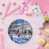 グレイ絵画狼 ペーパープレート (パーティー)