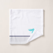 グレイ航海のネイビーブルーティール(緑がかった色)ホワイトペリカンコースト バスタオルセット (ウォッシュタオル)