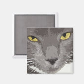 グレイ芸術的キャット顔 マグネット (正面/裏面)