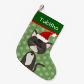 グレイ虎猫サンタ子猫 スモールクリスマスストッキング (正面 (吊り時))