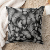 グレイ蝶プリント クッション (ブランケット)
