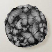 グレイ蝶プリント ラウンドクッション (裏面)