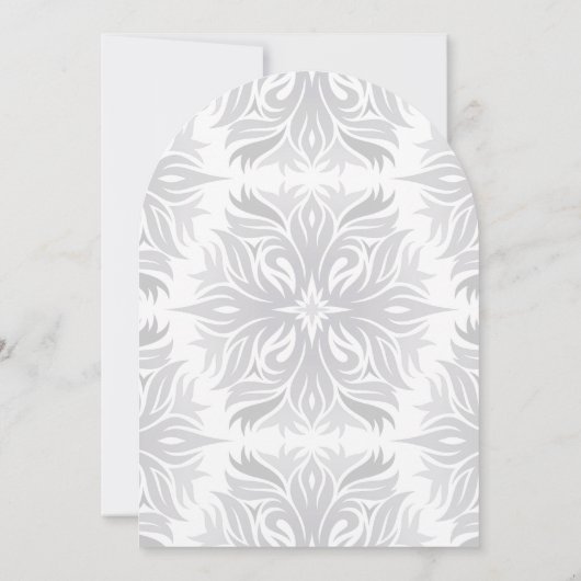 グレイ赤いハートグレイフローラ結婚タイポグラフィ 招待状 (裏面)