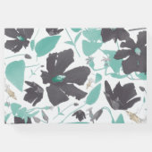 グレイ魅力的ミントフローラルパターンバケーションレンタル ゲストブック (裏面)