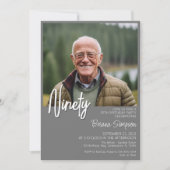 グレイ90番誕生日フォト招待状 招待状 (正面)