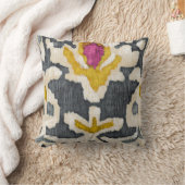 グレイ&イエロートライバルイカット クッション (ブランケット)