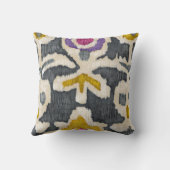 グレイ&イエロートライバルイカット クッション (裏面)