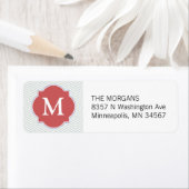 グレイ&インディアンレッドモダンシェブロンカスタムモノグラム ラベル (インサイチュ)