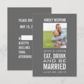 グレイ・イート・ドリンク・ビー・マリード フォト ウェディング RSVP (正面/裏面)