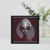 グレイ・エイリアンの異星人の顔のフィルムフレーム 招待状 (スタンド正面)