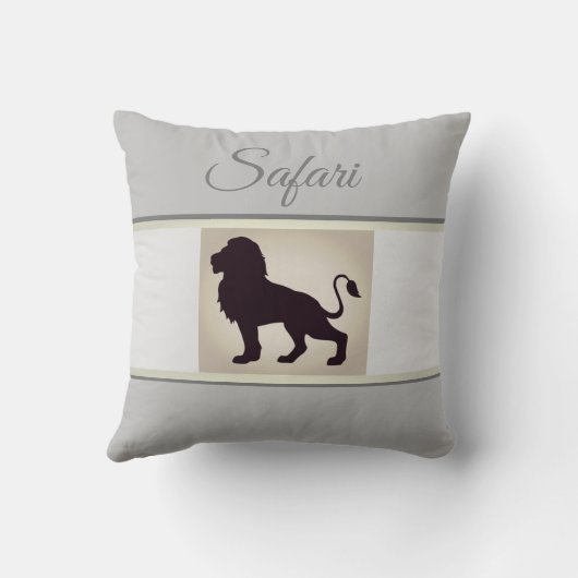 グレイ&エレガントホワイトライオンサファリ装飾用クッション クッション (裏面)