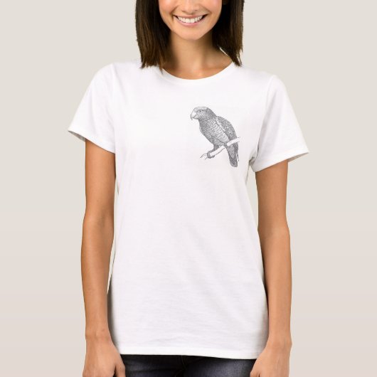 (グレイ)オウムのラインファインアート Tシャツ (正面)