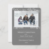 グレイ クリスマス スターズ ホリデー フォト カード (正面)