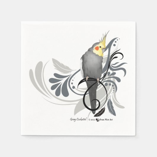 グレイ・コッカティエル スタンダードカクテルナプキン (正面)