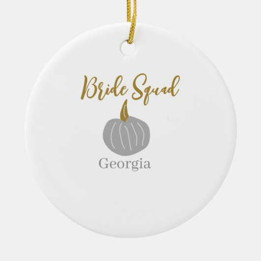 グレイ ゴールデン パンプキン 秋の花嫁チーム 現代 セラミックオーナメント (正面)