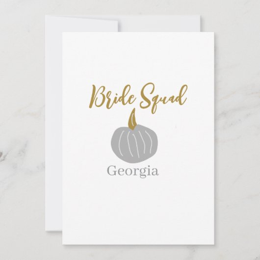 グレイ ゴールデン パンプキン 秋の花嫁チーム 現代 招待状 (正面)
