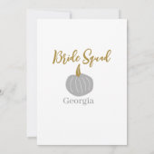 グレイ ゴールデン パンプキン 秋の花嫁チーム 現代 招待状 (裏面)