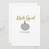 グレイ ゴールデン パンプキン 秋の花嫁チーム 現代 招待状 (正面/裏面)