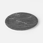 グレイ&シルバーモダンマーブルグラムストライプパーティー ペーパープレート (アングル)