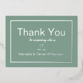 グレイ シンプル ミニマリスト ウェディング サンクス 箔招待状 (正面)
