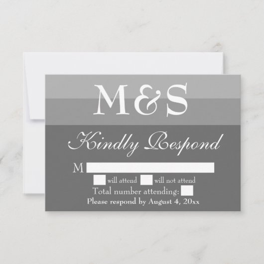グレイ シンプル モダン スクリプト 結婚式 RSVP カード (正面)