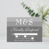 グレイ シンプル モダン スクリプト 結婚式 RSVP カード (スタンド正面)