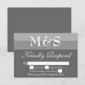 グレイ シンプル モダン スクリプト 結婚式 RSVP カード (正面/裏面)