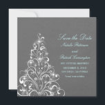 グレイ スパークリー ホリデー ツリー セーブ・ザ・デート 招待状<br><div class="desc">シンプルながらも非常にエレガントなスパークリー ホリデー ツリー セーブ・ザ・デート アナウンスメントで、軽い灰色の背景に渦巻き模様のクリスマス ツリーが輝くスパークリング ライトで飾られています。この素敵なセーブ・ザ・デート 招待状は、クリスマスや冬のウェディングを発表するのに最適です。簡単にカスタマイズでき、テキスト フィールドにウェディングの詳細を追加するだけです。さらに多くのパーソナライズ オプションについては、「カスタマイズする」ボタンをクリックしてください。注意: このデザインはデジタル アート（フラット）デザインです。デザインは、ライトアップされたクリスマス ツリーの外観をシミュレートするために作成されています。</div>