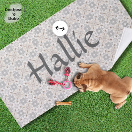 グレイ スペイン タイル風 オリジナル 犬用タオル バスタオル