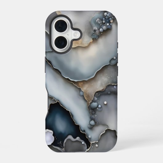 グレイ スレートと小石 iPhone 16ケース (裏面)