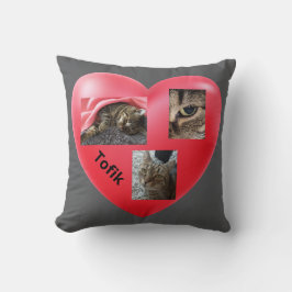 グレイ・タビー・キャット – インザ・ハート クッション