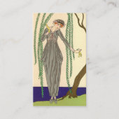 グレイ・タフェタ・ガウンを着た女性 名刺 (正面)