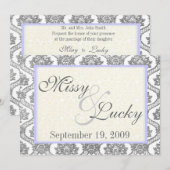 グレイ ダマスク ご招待 招待状 (正面/裏面)